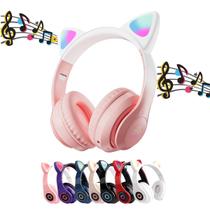 Fone De Ouvido Gatinho Bluetooth Infantil Led Menino Menina