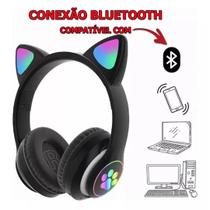 Fone De Ouvido Gatinho Bluetooth Led Feminina Infantil Momento