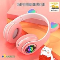 Fone De Ouvido Gatinho Bluetooth Led Feminina Infantil Momento