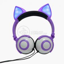 Fone De Ouvido Gatinho Fox Fio C/ Led Infantil Roxo