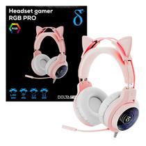 Fone de ouvido Gatinho Headset Gamer RGB Pro com Microfone e Áudio Imersivo Drivers 40mm Aitek