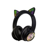Fone de ouvido gatinho infantil orelha gato carinha sem fio colorido Bluetoot criançah Led