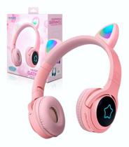 Fone De Ouvido Gatinho Orelha Gato Dobrável Headset Headphone Bluetooth Microfone Embutido Atende Ce