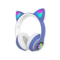 Fone de ouvido headphone Bluetooth com luz de LED RGB de gatinho ou orelha de gato