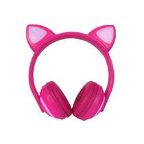 Fone De Ouvido Headphone Bluetooth Com Orelha De Gato Rosa