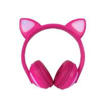 Fone De Ouvido Headphone Bluetooth Com Orelha De Gato Rosa