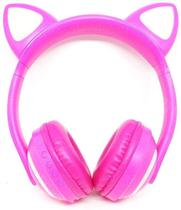 Fone De Ouvido Headphone Bluetooth Com Orelha De Gato Rosa