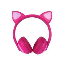 Fone De Ouvido Headphone Bluetooth Com Orelha De Gato Rosa