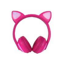 Fone De Ouvido Headphone Bluetooth Com Orelha De Gato Rosa - MKB