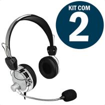 Fone De Ouvido Headphone Com Microfone Extra Bassa Fio Para Computador Escritório Home Office Kit Com 2