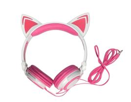 Fone De Ouvido Headphone Orelha De Gato Exbom Branco