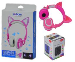 Fone De Ouvido Headphone P2 Orelha De Gato + 1 Mini Speaker