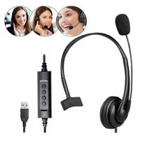 Fone de ouvido headset callcenter USB com microfone botões de volume cancelamento