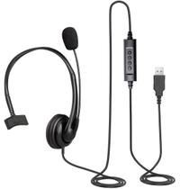 Fone de ouvido headset callcenter USB com microfone botões de volume cancelamento
