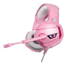Fone de Ouvido Headset Gamer com Led USB+2 P2 K5 - rosa