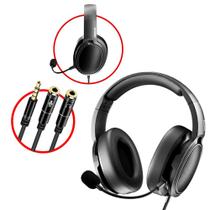 Fone de Ouvido Headset Gamer Izuma Para Notebook Dell Acer Conexão P2/P3 Com Microfone Profissional Removível Cor Preto - Pcyes