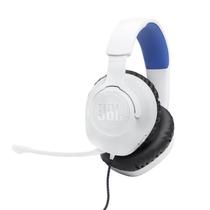 Fone de Ouvido Headset Gamer JBL Quantum 100P BrancoAzul para PC, Jogos, PS4 e PS5 com Microfone Removível e Som Imersivo