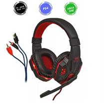 Fone de Ouvido Headset Gamer KNUP KP-397 + Adaptador para PS4 XBOX PC Celular Notebook Vermelho