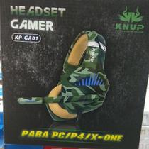 Fone De Ouvido Headset Gamer Over-ear Camuflado Led Usb Pc KP-GA01
