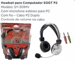 Fone de ouvido Headset Headphone Gamer com Microfone P2 Duplo Para Computador PC - SOGT