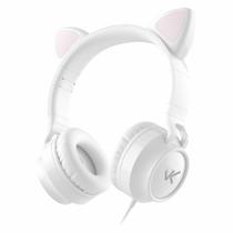 Fone De Ouvido Headset Kitty Ear - Orelha De Gato Branco Com Microfone Cabo 1.2m Plug P2 Estereo P3 - Ke110b F018