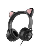 Fone De Ouvido Headset Kitty Ear - Orelha De Gato Preto Com Microfone Cabo 1.2m Plug P2 Estereo P3 - Ke100p Fone De Ouvido Headset Kitty Ear - Orelha De Gato Preto Com Microfone Cabo 1.2m Plug P2 Estereo P3 - Ke100p