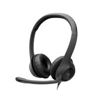 Fone De Ouvido Headset Logitech H390 Usb Áudio Digital Em Couro Preto