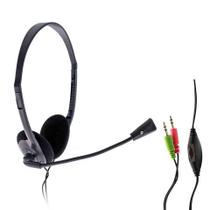 Fone de Ouvido Headset Microfone Ajustável Controle de Voluma P2 Duplo 3,5mm Hoopson F-024