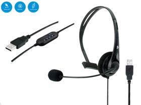 Fone De Ouvido Headset Telemarketing Com Microfone controle de volume e mute USB Plug and Play