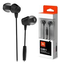Fone de ouvido in ear com fio e microfone p3 jbl c50hi preto Fone de ouvido in ear com fio e microfone p3 jbl c50hi preto