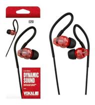 Fone de Ouvido IN EAR Vokal E20 Vermelho com Plug Stereo Controle de Volume e Compatível com Smartph