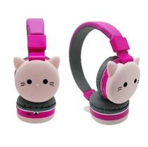 Fone De Ouvido Infantil Bluetooth Microfone Sd Fm Gato Rosa