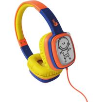 FONE DE OUVIDO INFANTIL OEX KIDS CARTOON HP302 - 85dB - ACOMPANHA CARDS E GIZ DE CERA - LARANJA E AZUL