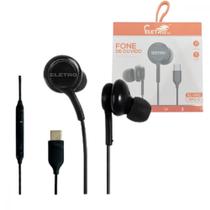 Fone de Ouvido Intra Auricular Com Fio Nylon e Microfone Extra Bass Conexão Tipo-C Eletromex EL-1413 Fone de Ouvido Intra Auricular Com Fio Nylon e Microfone Extra Bass Conexão Tipo-C Eletromex EL-1413