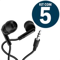 Fone de Ouvido Intra Auricular P2 3,5mm Estéreo com Isolamento Acústico Kit Com 5