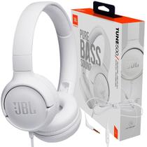 Fone de Ouvido JBL Tune 500 Branco Pure Bass Com Microfone Controle para Música Chamadas JBLT500WHT