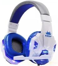 Fone De Ouvido Jogos Pc Headset Gamer Microfone P2 Kp-397 Branco Azul - Knup