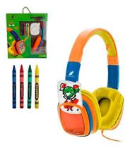 Fone De Ouvido Kids XCell XCHS17Com Giz De Cera Para Desenhos Colorir