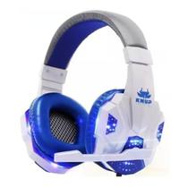 Fone De Ouvido Kp-397 Pc Headset Gamer Knup Cor Branca Led Azul