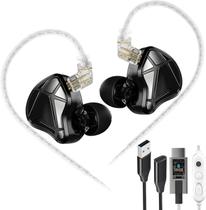 Fone de ouvido KZ Axas USB C com isolamento de ruído de microfone IEM preto