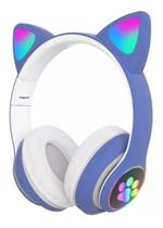 Fone De Ouvido Led Gatinho Sem Fio Bluetooth Wireless Azul