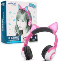 Fone De Ouvido Led Orelha Gato Gatinha P2 Headphone Rosa - Exbom