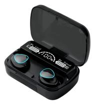 - Fone De Ouvido M10 Bt Wireless 5.3 Com Indicador Digital Cor Preto Power Bank 2000mah Academia Corrida Exercicios Ezra