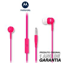 Fone De Ouvido Motorola Earbuds 105, Anti Ruido Com Microfone - Rosa