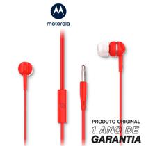 Fone De Ouvido Motorola Earbuds 105, Anti Ruído Com Microfone - Vermelho
