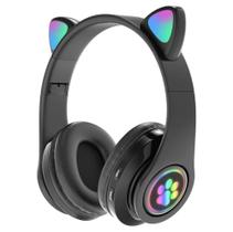 Fone De Ouvido Orelha De Gatinho Gato Headphone Led Sem Fio Com Microfone