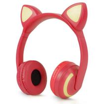 Fone de Ouvido Orelha de Gato com Led confortável Wireless Vermelho