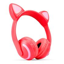 Fone de Ouvido Orelha Gatinho Bluetooh Headset Fio Luz LED