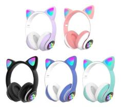 Fone De Ouvido Orelha Gatinho Bluetooth Luz Led Infantil