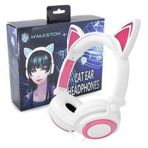 Fone De Ouvido Orelhas De Gatinho H'Maston Led Branco P2 - Hmaston